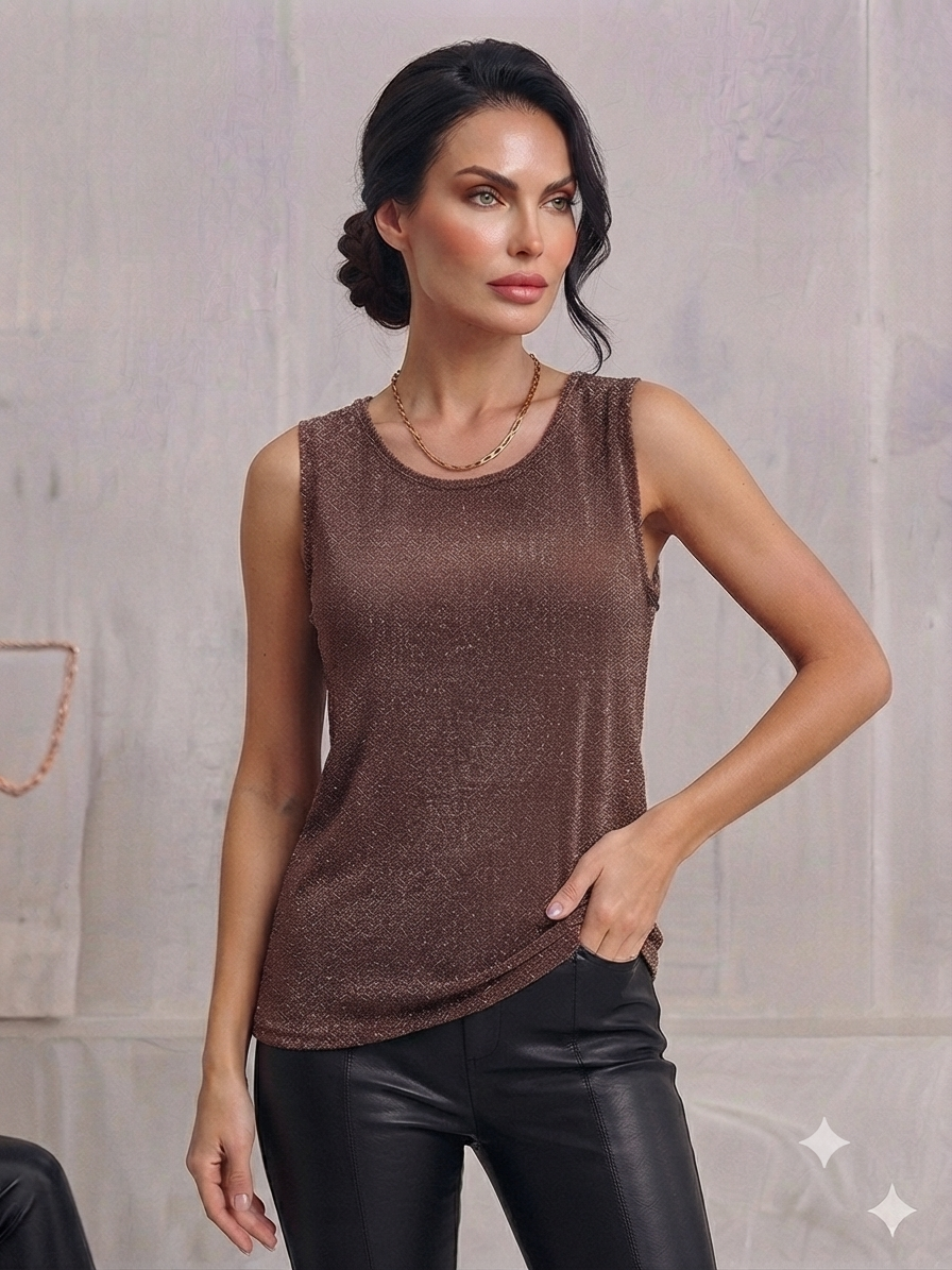 Polera Sin Mangas con Detalle en Espalda